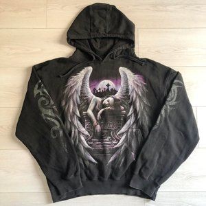 Fallen angel faded black hoodie